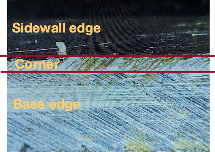 Picture of a blunt ski edge